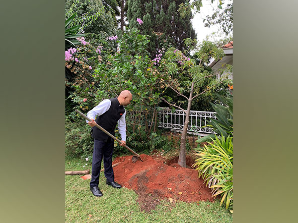 Indian Ambassador to Madagascar Abhay Kumar planting a sapling
