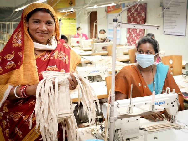 Women SHG preparing face masks in Odisha's Keonjhar (Photo/ANI)