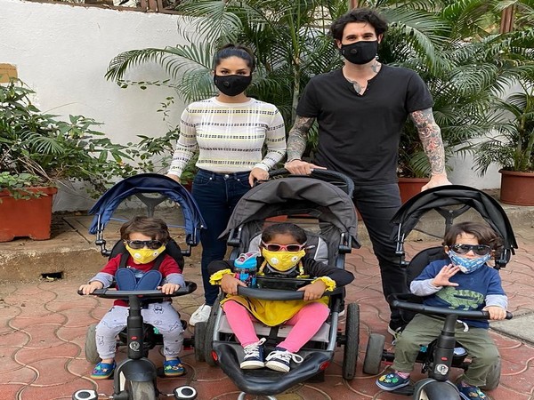 Sunny Leone with husband Daniel Weber, and kids, Nisha, Noah and Asher. (Image courtesy: Instagram)