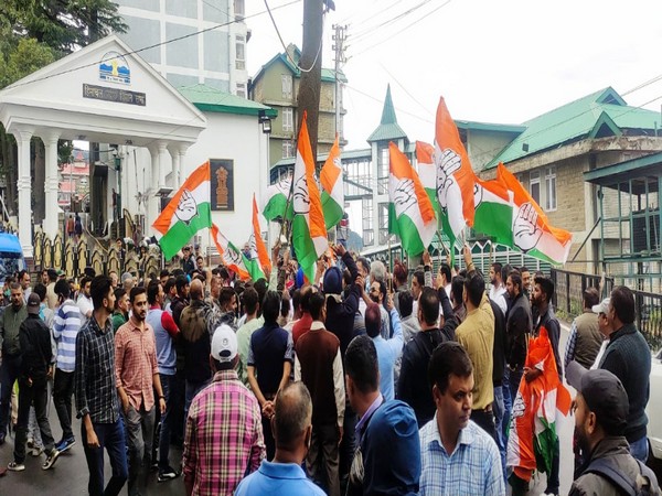 Congress supporters protesting in Shimla (File Photo:ANI)