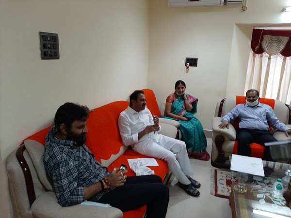 Andhra Pradesh Dy CM Srinivas visited the site for Medical College in Machilipatnam today. (Photo/ANI)