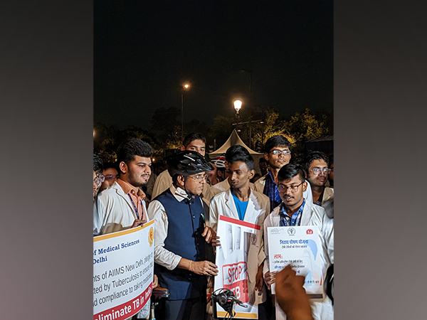 Visual of Union Health Minister Mansukh Mandaviya from the cycle rally (Photo/ANI)