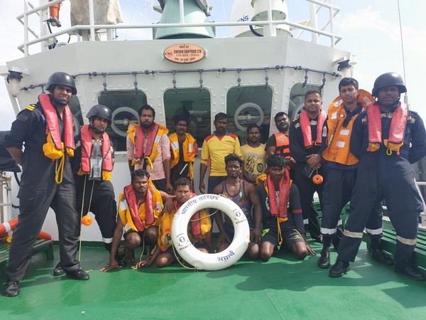 ICGS Amartya rescued 5 fishermen on October 25 from stranded IFB Rajkiran off Karwar. Photo/ANI