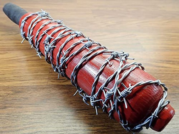 Image of a red trench club, wrapped with barbed wire from an e-commerce site used to propagate fake news on the Galwan Valley clash