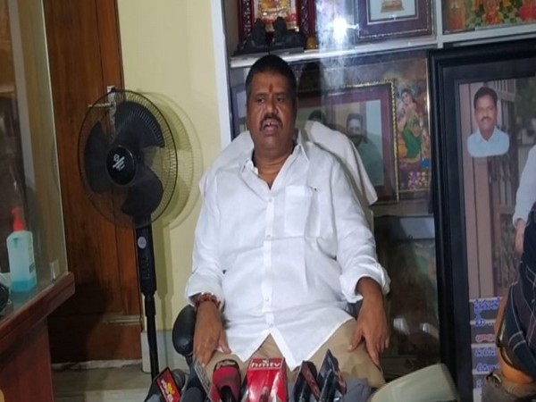 Andhra Pradesh Tourism Minister Muttamsetti Srinivasa Rao addressing a press conference at his residence in Visakhapatnam on Thursday. [Photo/ANI]