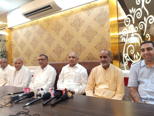 Sampat Singh addressing a press conference on Monday in Hisar. Photo/ANI