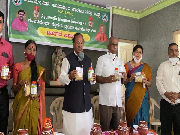Eswarappa will be distributing free-of-cost immunity enhancer Ayurvedic medicine kits to approximately 85,000 families in Shivamogga. (Photo/ANI)
