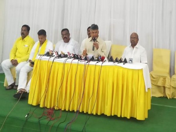 Andhra Pradesh Chief Minister N Chnadrababu Naidu talking to reporters on Wednesday. Photo/ANI
