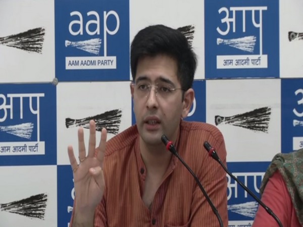 AAP national spokesperson Raghav Chadha addressing a press conference in New Delhi on Sunday. Photo/ANI