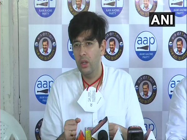 Aam Aadmi Party (AAP) leader Raghav Chadha speaking at press conference in New Delhi on Monday. Photo/ANI