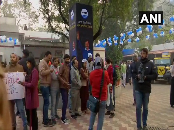 Aam Aadmi Party office decked up ahead of Delhi election results [Photo/ANI]