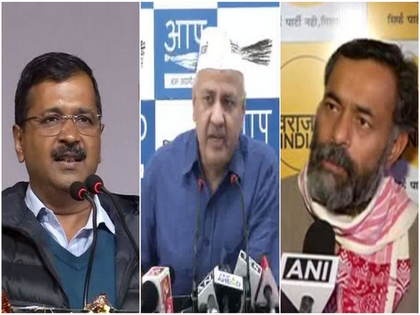 From left: Delhi CM Arvind Kejriwal, Deputy CM Manish Sisodia, and Swaraj India president Yogendra Yadav
