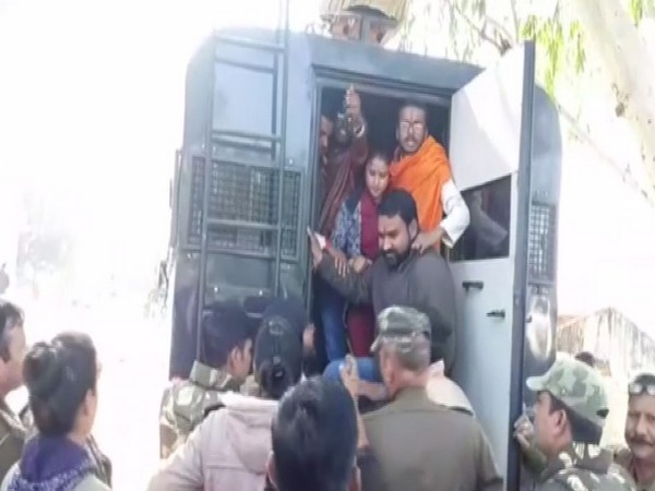 ABVP workers being arrested in Chhatarpur, Madhya Pradesh on Monday. Photo/ANI