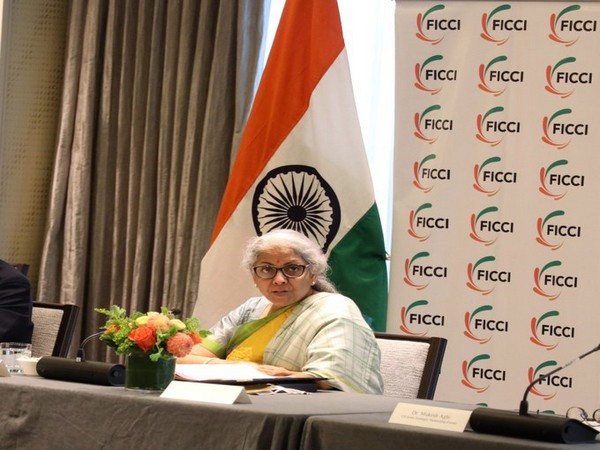 Finance Minister Nirmala Sitharaman at a roundtable in Boston on Tuesday. (Photo Credit: FICCI Twitter)