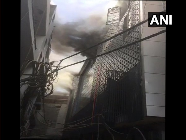 Visual of fire near MTNL office in Damodar Park, Dilshad Garden Industrial Area