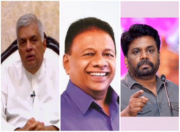 Acting Sri Lanka President Ranil Wickremesinghe, SLPP's Dullas Alahaperuma and Sri Lanka's National People's Power (NPP) leader Anura Kumara Dissanayake.