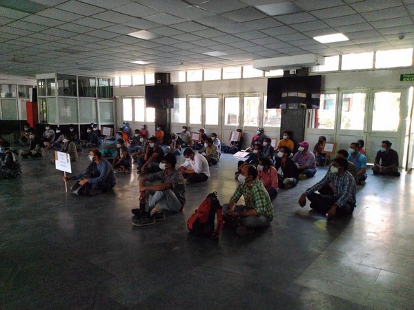 AIIMS nurses' union strike over better facilities at workplace. Photo/ANI