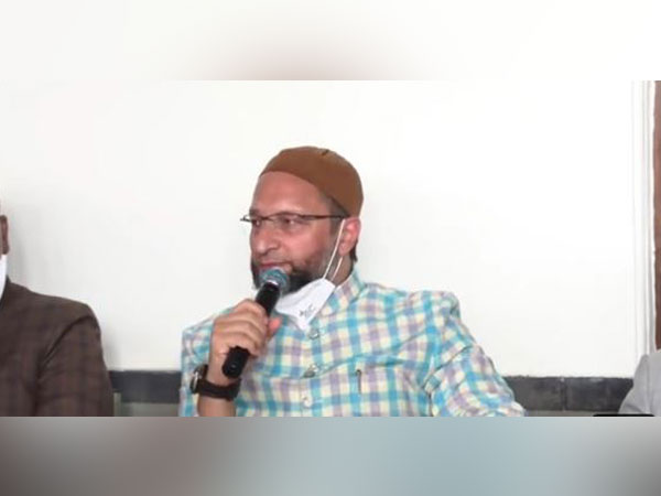 AIMIM leader Asaduddin Owaisi speaking at a press conference on Saturday. Photo/ANI