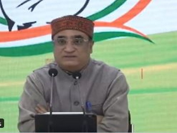 Congress General Secretary Ajay Maken during a press conference in New Delhi on Sunday. (Photo/ANI)