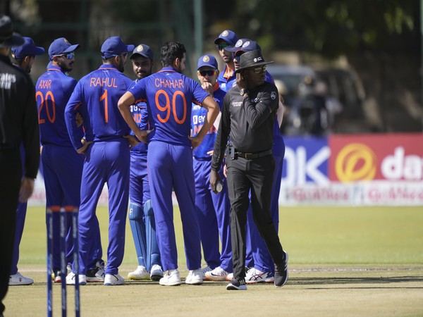 Indian team celebrating after the fall of Zimbabwe wicket (Image: BCCI Twitter)