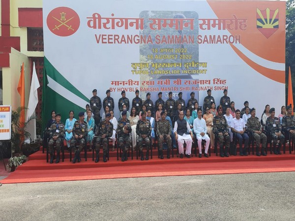 Defense minister Rajnath Singh pays homage to martyrs of the Tupul landslide