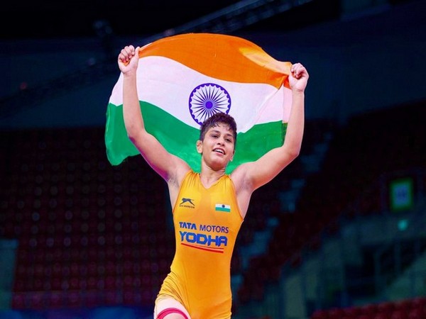 Antim Panghal after winning gold in Under-20 World Wrestling Championship (Image: Amit Shah Twitter)