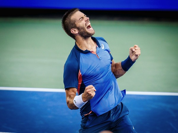 Borna Coric celebrating his win (Credits:Twitter@borna_coric)
