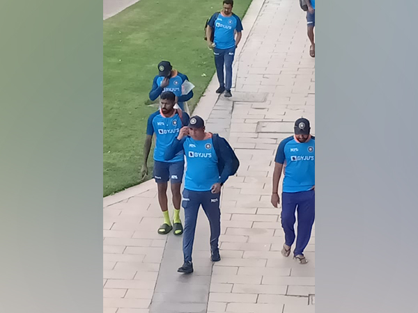 A visual of Team India arriving. (Photo- ANI)