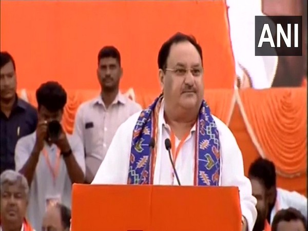 BJP national president JP Nadda in Telangana's Warangal (Photo/ANI)