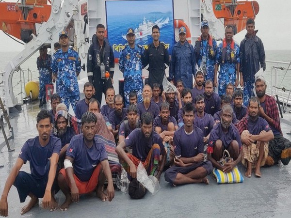 32 Bangladeshi fishermen who were rescued from sea by the Indian Coast Gaurd