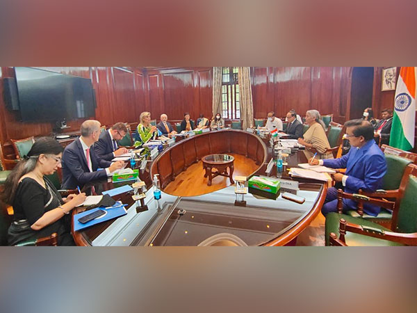 Dutch Queen Maxima calls on Finance Minister Nirmala Sitharaman.