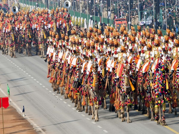 Camel-mounted Border Security Force (BSF) contingent march along Rajpath during the Republic Day parade in New Delhi  ANI Photo