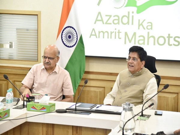 Commerce and Industry Minister Piyush Goyal (right) at a meeting to review FTA negotiations. 