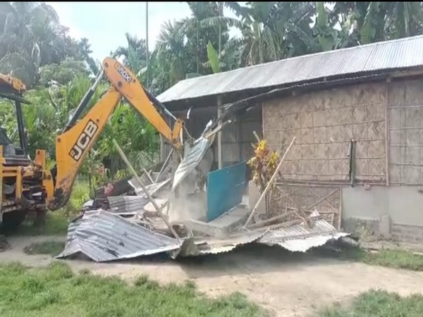 Visual from the madrassa demolition in Morigaon, Assam (ANI Photo)