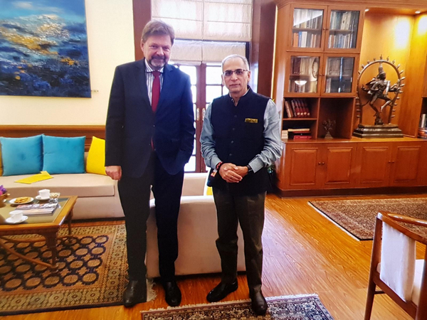 German envoy discusses Indo-German ties with Foreign Secretary Kwatra  (Photo: Twitter/@AmbAckermann)
