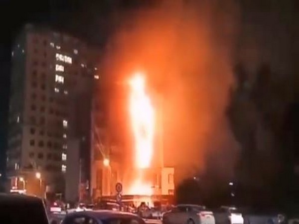 Huge fire breaks out at a hotel in Iraq's Erbil. (Photo Credit - Twitter)