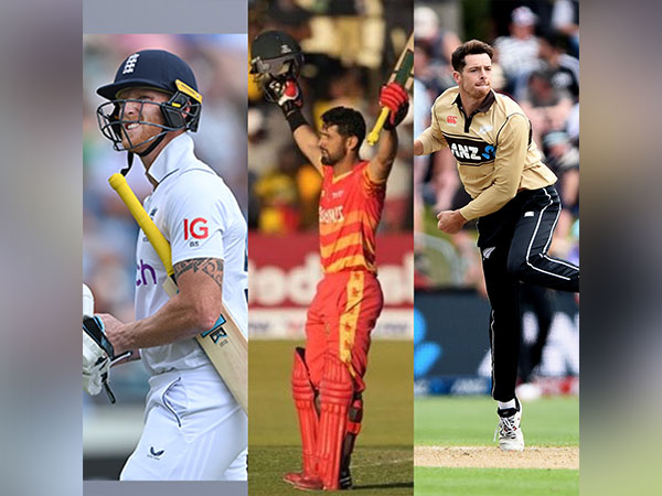 Ben Stokes, Sikandar Raza and Mitchell Santner (Photo: ICC)