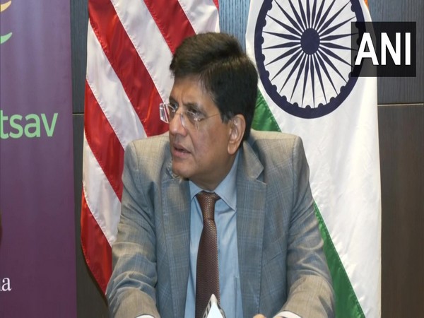 Union Minister for Commerce and Industry Piyush Goyal addressing media in San Francisco.