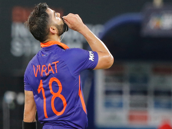 Virat celebrating after his century. (Photo- BCCI Twitter)