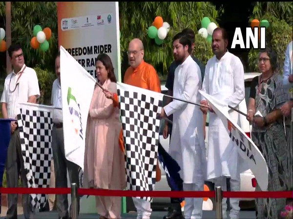 Union Home Minister Amit Shah flagging off the Freedom Rider Biker Rallies (Photo/ANI)