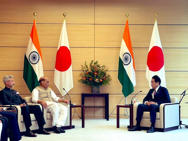 Defence Minister Rajnath Singh and External Affairs Minister S. Jaishankar called on Japanese Prime Minister PM Fumio Kishida on Friday (Photo Credit: Jaishankar Twitter)