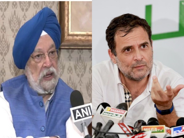 Union Minister Hardeep Singh Puri, Congress leader Rahul Gandhi 
