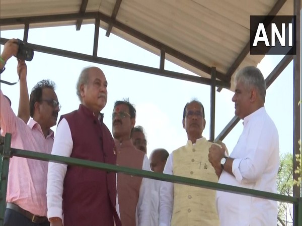 MP CM Shivraj Singh Chouhan and Union Ministers Bhupendra Yadav and Naredra Singh Tomar (Photo/ANI)