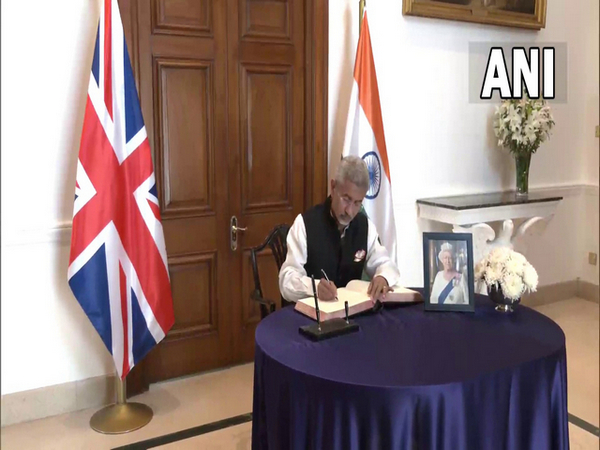 EAM S Jaishankar signing the condolence book for Queen Elizabeth II 