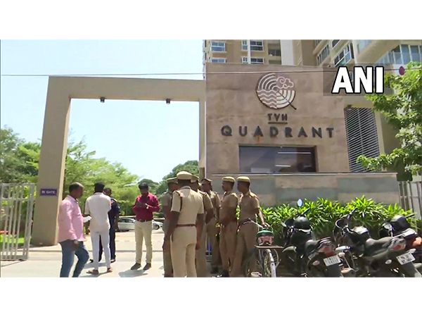 Visuals outside C Vijayabaskar's residence in Chennai (Photo/ANI)