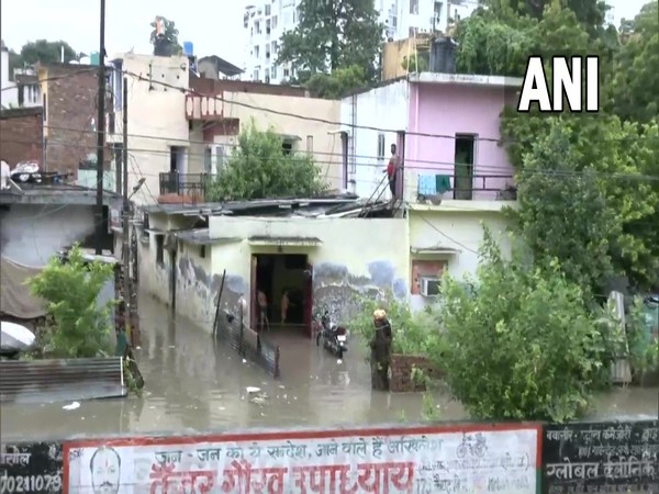 Water-logging in parts of Lucknow, UP (Photo credit: ANI)