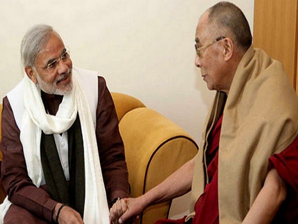 Dalai Lama with PM Modi. (Photo Credit - Twitter/Dalai Lama)