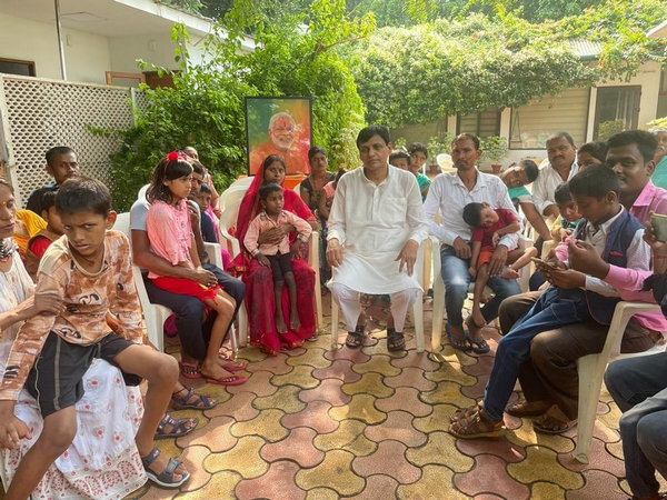 Union Minister for State Home Affairs Nityanand Rai with specially-abled children (Photo/ANI)