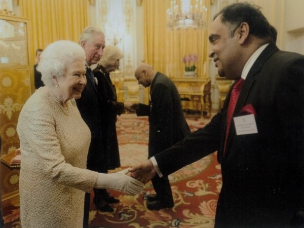 Former Indian High Commissioner to UK YK Sinha with Queen Elizabeth
