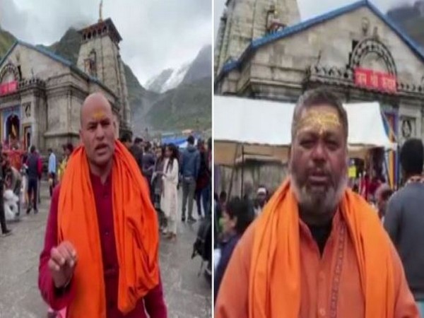 Local priests protest against Badri-Kedar temple's decision of turning sanctum walls into gold (Photo/ANI)
